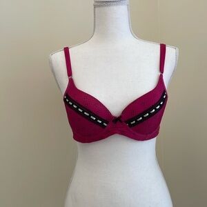 Pink & Black Polka Dot Push Up Bra